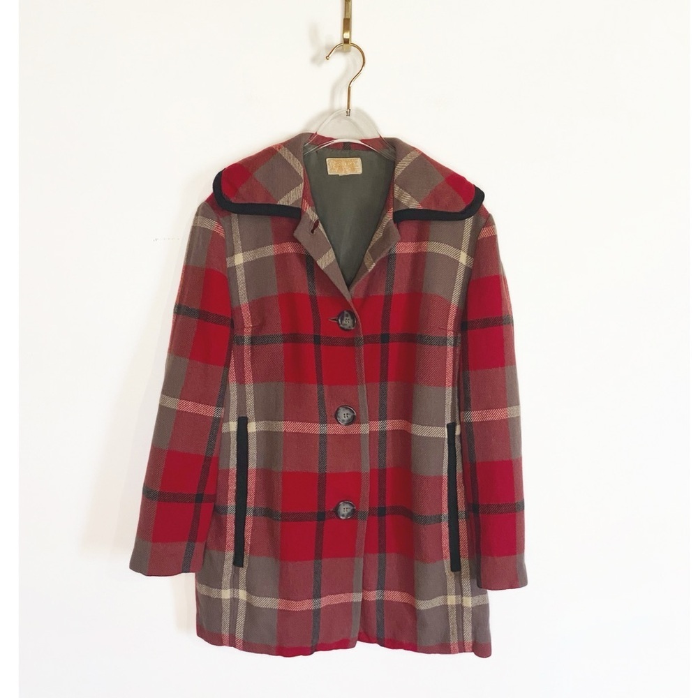 Vtg PENDLETON Virgin Wool Plaid Coat Womens size 4